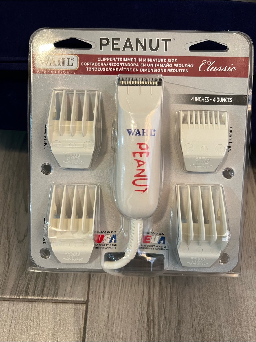 Wahl White Peanut Classic Corded Trimmer with White Guide Combs